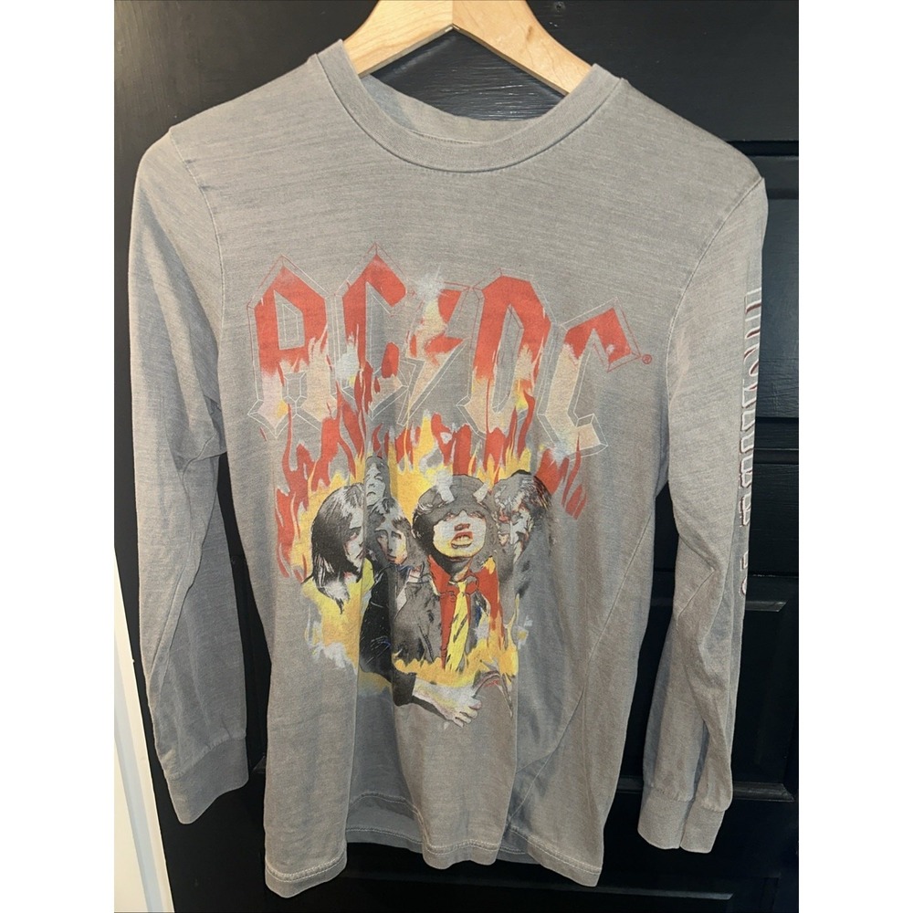 AC/DC Highway to Hell Long Sleeve Shirt Mens Small Gray Rock Graphic Tee